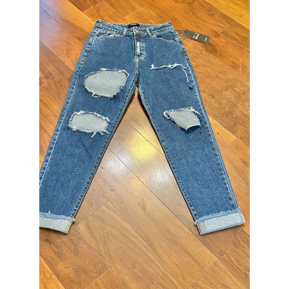 American‎ Bazi women's Destroyed Mom Jeans High Rise Blue size 5 NWT